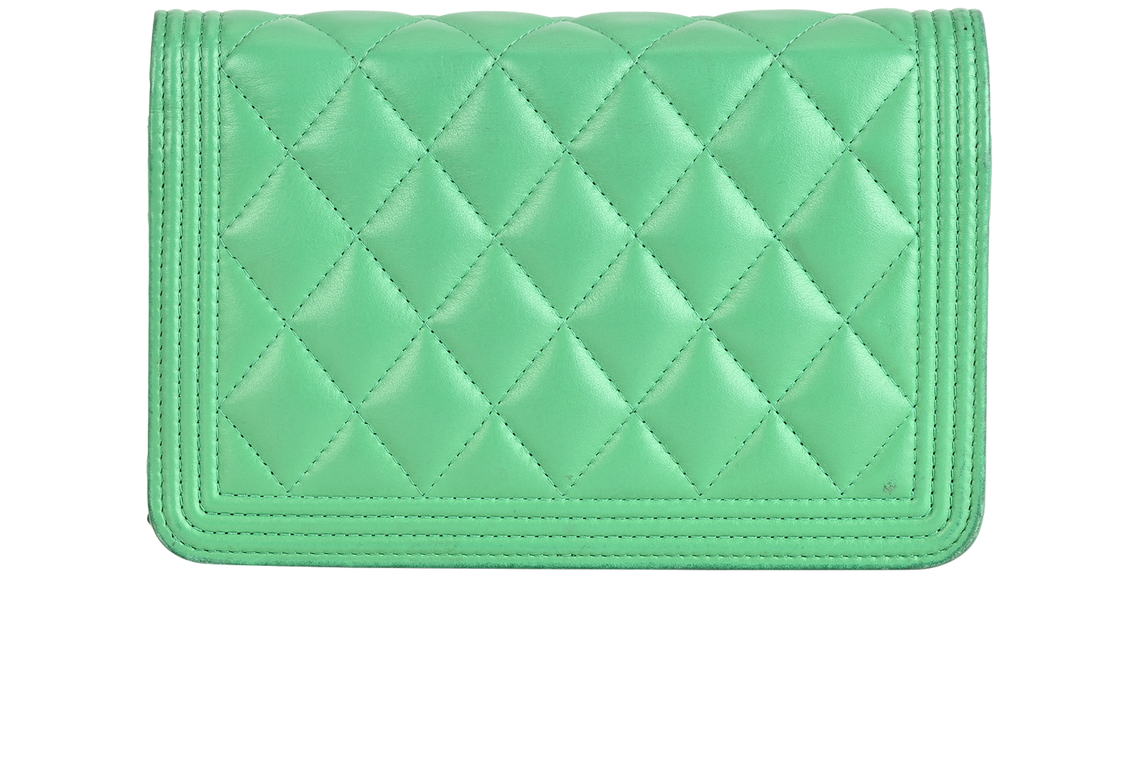 Boy Wallet On Chain, &pound;1,600, Handbags, Green, Lambskin Leather, Back view